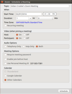 scheduled zoom meeting